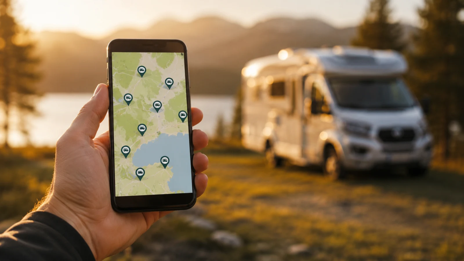 Aplikace na hledání míst pro karavany Mobil s mapou míst pro karavany - fman.cz