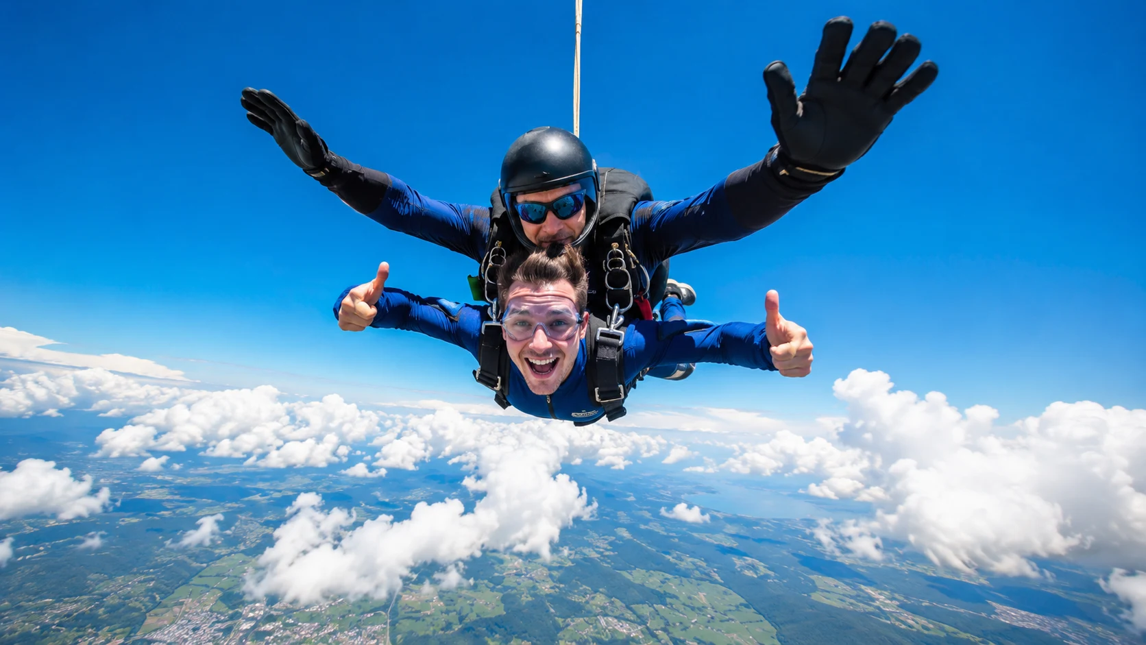Tandemový seskok padákem Tandemový seskok padákem ve volném pádu nad krajinou - adrenalinové zážitky 2026 - fman.cz